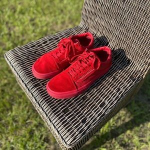 Vans Old Skool Tonal Checkerboard Skate Shoe - Racing Toro Red